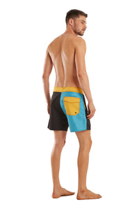 Model Back: Blueman Boardshort Bermuda Mini Color Block Azul