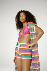 Image 03: Blueman Robe De Plage Blusa Kimono Listras