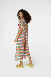 Model Back: Blueman Robe De Plage Blusa Kimono Listras