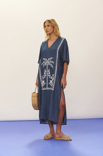Model Front: Blueman Vêtement De Plage Kaftan Dress Seiva-Doce-Azul
