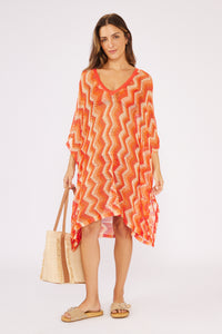 Model Front: Blueman Vêtement De Plage Laranja Midi Dress Tricot