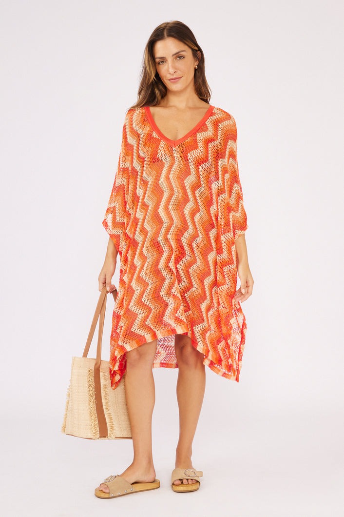 Model Front: Blueman Vêtement De Plage Laranja Midi Dress Tricot
