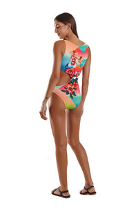 Model Back: Blueman Une Pièce Maio Body Flower Power