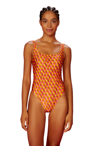 Model Front: Blueman Une Pièce Maio Camiseta-Quadrado Ai-Meu-Coracao