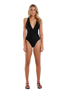 Model Front: Blueman Une Pièce Maio Mambo Double Preto/Vermelho