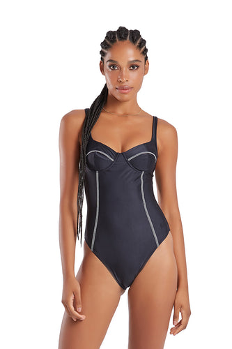 Model Front: Blueman Une Pièce Maio Maragogi Preto