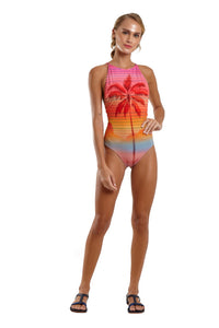 Model Front: Blueman Une Pièce Maio Nadador Localizado Sunset
