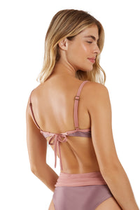 Product Back: Blueman Haut Top Bardot Bicolor Roxo