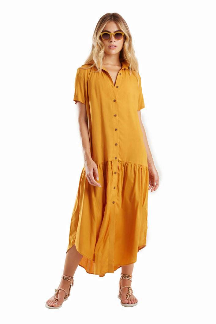 Model Front: Blueman Vêtement De Plage Vestido Chemise Eva Liso Marrom