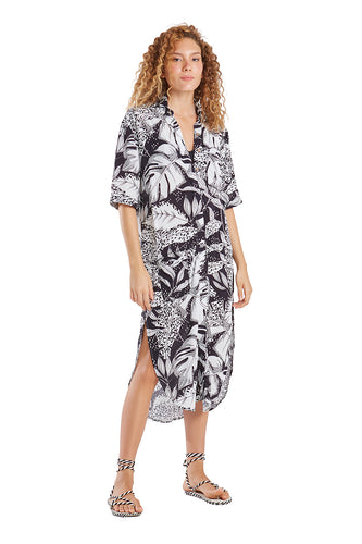 Model Front: Blueman Chemise Vestido Chemise Recortes Eclipse