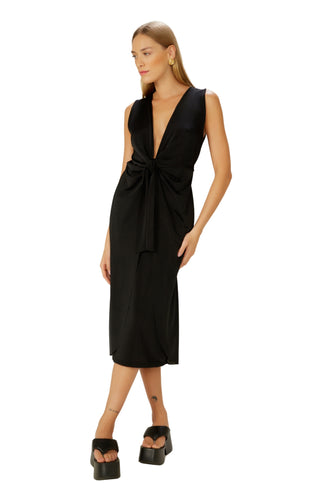 Model Front: Blueman Vêtement De Plage Vestido Saia Sobreposta Preto